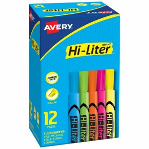 Markers | Hi-Liter Smearsafe Highlighters, Chisel Tip, Desk-Style, Assorted, Pack Of 12 Highlighters Markers Markers