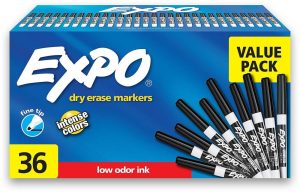 Markers | Low-Odor Dry-Erase Markers, Fine Point, Black, Pack Of 36 Markers Markers