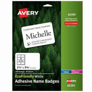 Name Badges & Holders | Ecofriendly 100% Recycled Name Badges, 2 1/3″ X 3 3/8″, White, Pack Of 160 Labels & Label Makers Name Badges & Holders