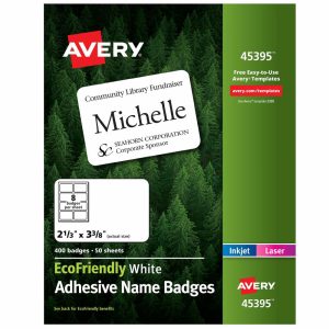 Name Badges & Holders | Ecofriendly 100% Recycled Name Badges, 2 1/3″ X 3 3/8″, White, Pack Of 400 Labels & Label Makers Name Badges & Holders