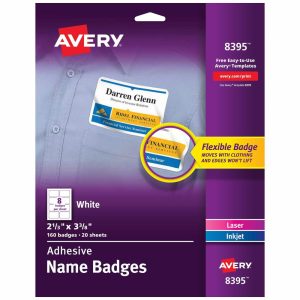 Name Badges & Holders | Flexible Name Badge Labels, 2 1/3″ X 3 3/8″, White, Box Of 160 Labels & Label Makers Name Badges & Holders