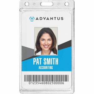 Name Badges & Holders | Frosted Vertical Rigid Id Holder – Support 2.13″ X 3.38″ Media – Vertical – Plastic – 25 / Box – Frosted Labels & Label Makers Name Badges & Holders