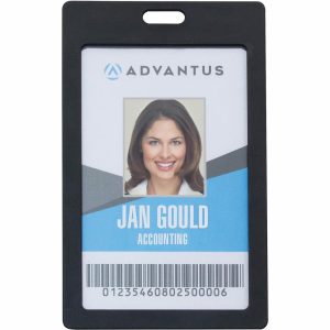 Name Badges & Holders | Vertical Rigid Id Badge Holder – Support 2″ X 3.25″ Media – Vertical – Plastic – 6 / Pack – Black Labels & Label Makers Name Badges & Holders