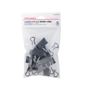 Paper & Binder Clips | Brand Soft-Grip Medium Binder Clips, 1 1/4″, 5/8″ Capacity, Black, Pack Of 12 Basic Supplies Paper & Binder Clips