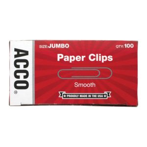 Paper & Binder Clips | Economy Smooth Paper Clips, 1000 Total, Jumbo, Silver, 100 Per Box, Pack Of 10 Boxes Basic Supplies Paper & Binder Clips