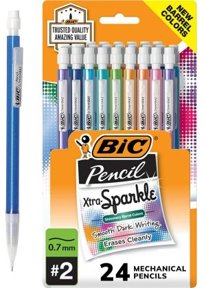 Pencils | Xtra Sparkle Mechanical Pencils, 0.7Mm, #2 Lead, Assorted Barrel Color, Pack Of 24 Office Supplies Pencils