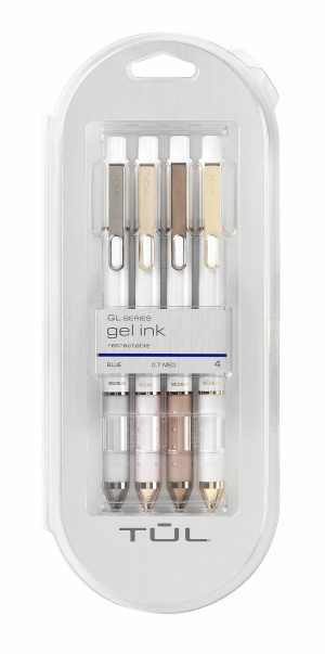 Pens | Gl Series Retractable Gel Pens, Medium Point, 0.7 Mm, Pearl White Barrel, Blue Ink, Pack Of 4 Pens Office Supplies Pens