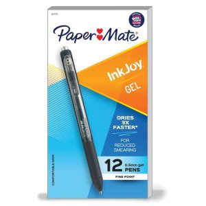 Pens | Inkjoy Gel Pens, Fine Point, 0.5 Mm, Black Barrel, Black Ink, Pack Of 12 Office Supplies Pens