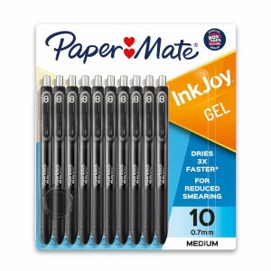 Pens | Inkjoy Gel Pens, Medium Point, 0.7 Mm, Black Barrel, Black Ink, Pack Of 10 Office Supplies Pens