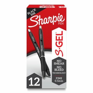 Pens | S-Gel, Gel Pens, Fine Point (0.5Mm), Black Ink Gel Pen, 12 Count Office Supplies Pens