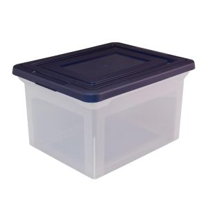 Plastic Storage Containers | Brand Letter And Legal File Tote, 18″L X 14 1/4″W X 10 7/8″H, Clear/Blue File Boxes Plastic Storage Containers