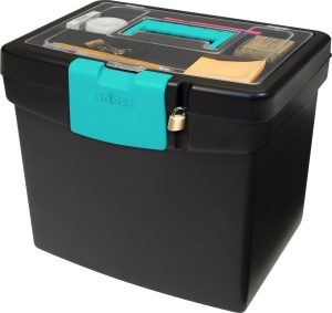 Plastic Storage Containers | File Storage Box With Xl Storage Lid, Black/Teal File Boxes Plastic Storage Containers