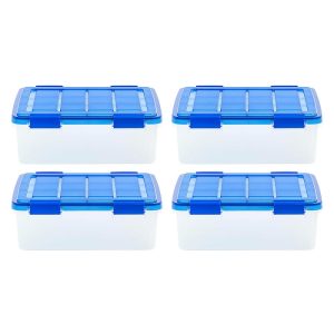 Plastic Storage Containers | Ultimate Weathertight Storage Boxes, 19-3/4”L X 16-3/16”W X 10-1/4”H, 26.5 Qt, Clear, Set Of 4 Boxes Office Supplies Plastic Storage Containers