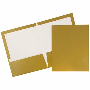 Pocket Folders | Glossy 2-Pocket Presentation Folders, Gold, Pack Of 6 Filing & Folders Pocket Folders