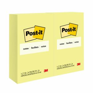 Post-It & Sticky Notes | Notes, 4 In X 6 In, 12 Pads, 100 Sheets/Pad, Clean Removal, Canary Yellow Basic Supplies Post-It & Sticky Notes