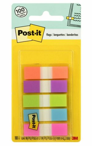 Post-It & Sticky Notes | Notes Flags, 1/2″ X 1-7/10″, Assorted Bright Colors, 20 Flags Per Pad, Pack Of 5 Pads Basic Supplies Post-It & Sticky Notes