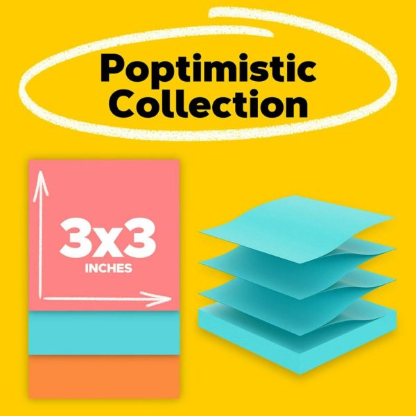 Post-It & Sticky Notes | Pop Up Notes, 3 In X 3 In, 18 Pads, 100 Sheets/Pad, Clean Removal, Poptimistic Collection Basic Supplies Post-It & Sticky Notes