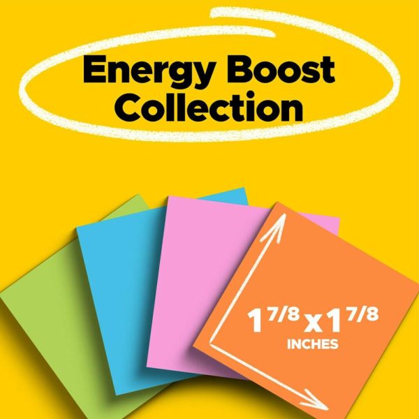 Post-It & Sticky Notes | Super Sticky Notes, 1-7/8 In X 1-7/8 In, 18 Pads, 90 Sheets/Pad, 2X The Sticking Power, Energy Boost Collection Basic Supplies Post-It & Sticky Notes