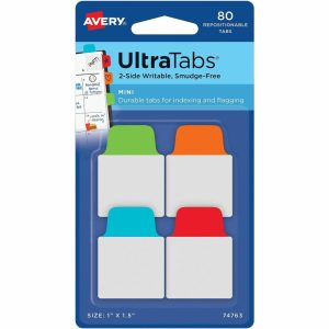 Post-It & Sticky Notes | Ultratabs Repositionable Mini Tabs – Write-On Tab(S) – 1.50″ Tab Height X 1″ Tab Width – Assorted Tab(S) – 80 / Pack Basic Supplies Post-It & Sticky Notes