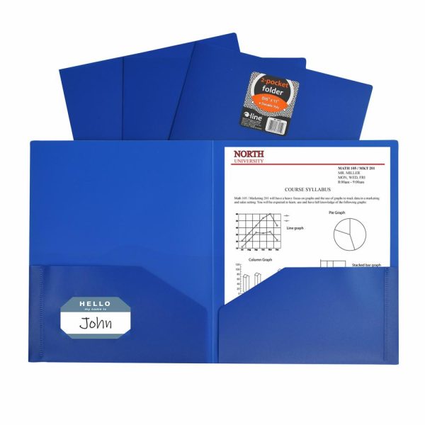 Report Covers & Portfolios | 2-Pocket 3-Hole Punch Poly Folders, 8-1/2″ X 11″, Blue, Pack Of 25 Folders Binders & Accessories Report Covers & Portfolios