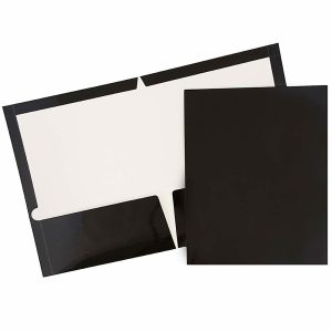 Report Covers & Portfolios | Glossy 2-Pocket Presentation Folders, Black, Pack Of 6 Binders & Accessories Report Covers & Portfolios