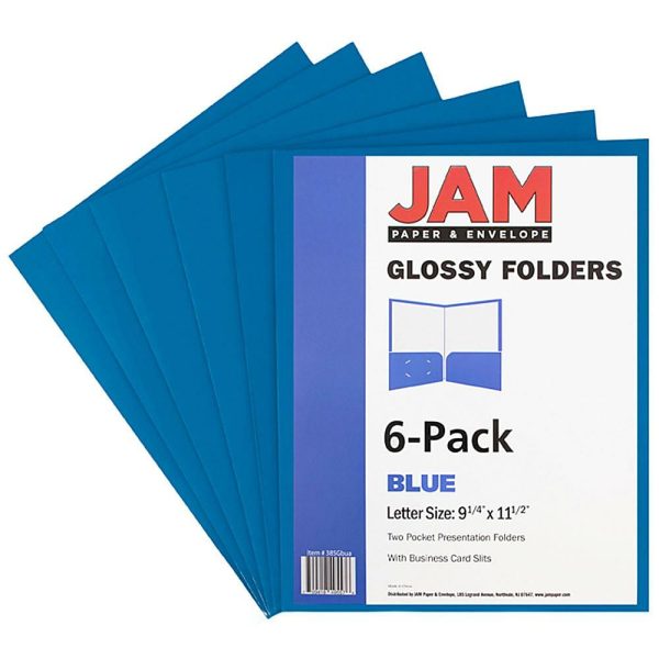 Report Covers & Portfolios | Glossy 2-Pocket Presentation Folders, Blue, Pack Of 6 Binders & Accessories Report Covers & Portfolios