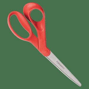 Scissors | Bent Left-Hand Scissors, 8″, Pointed , Orange/Red Basic Supplies Scissors