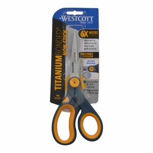 Scissors | Titanium Bonded Non-Stick Scissors, 8″, Straight, Gray/Yellow Basic Supplies Scissors