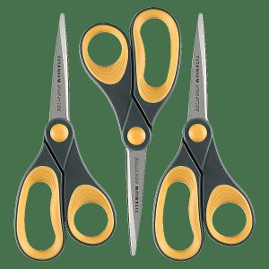 Scissors | Titanium Nonstick Scissors, 8″, Pointed, Gray/Yellow, Pack Of 3 Basic Supplies Scissors