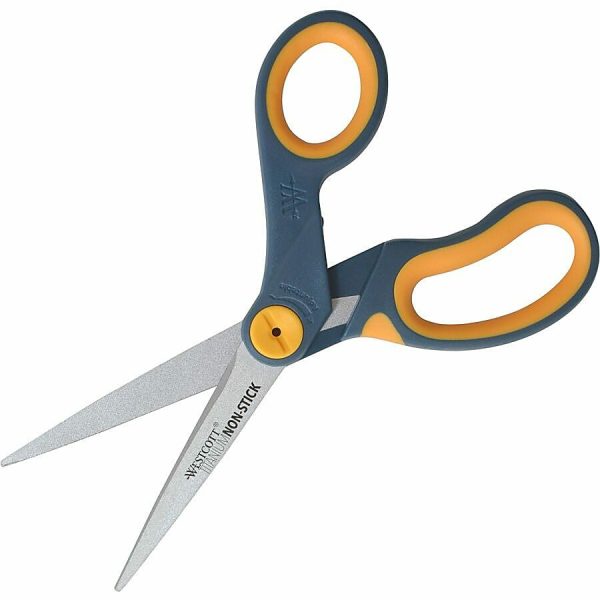 Scissors | Titanium Nonstick Scissors, 8″, Pointed, Gray/Yellow, Pack Of 3 Basic Supplies Scissors