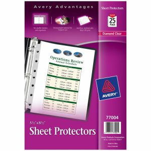 Sheet Protectors | Diamond Clear Heavyweight Sheet Protectors For Mini Binders, 5 1/2″ X 8 1/2″, 7-Hole, Clear, Pack Of 25 Binders & Accessories Sheet Protectors