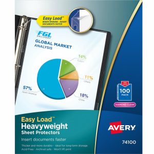 Sheet Protectors | Heavyweight Sheet Protectors With Easy Load, 8-1/2″ X 11″, Diamond Clear, 100 Document Protectors Binders & Accessories Sheet Protectors