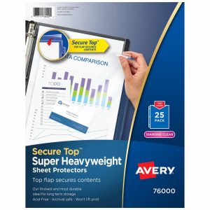 Sheet Protectors | Secure-Top Sheet Protectors, Super Heavyweight, Diamond Clear, Pack Of 25 Binders & Accessories Sheet Protectors