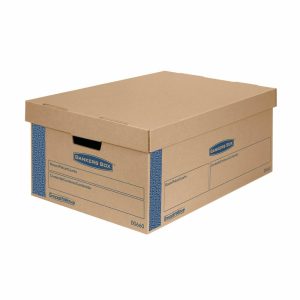 Shipping & Moving Boxes | Smoothmove Prime Lift-Off Lid Moving Boxes, Large, 24″ X 15″ X 10″, Kraft/Blue, Pack Of 8 Mailing & Shipping