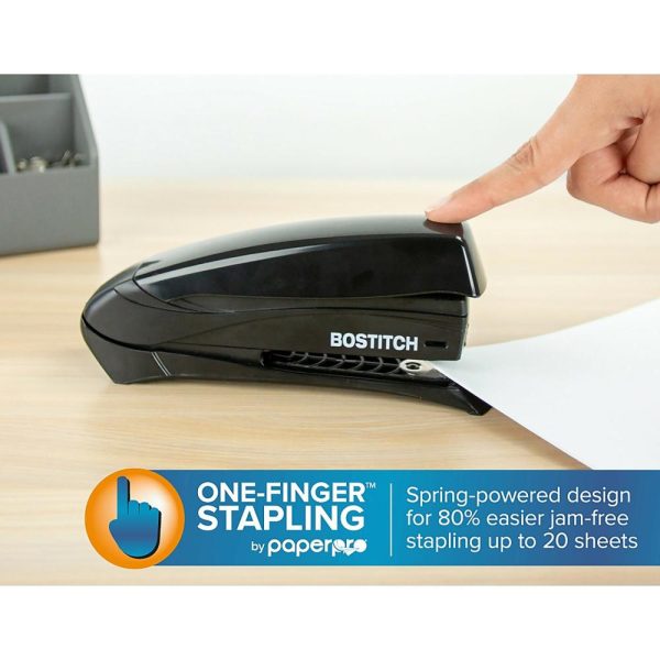 Staplers & Staples | Inspire Spring-Powered Desktop Stapler, 20 Sheets Capacity, Black Basic Supplies Staplers & Staples