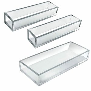 Storage Bins & Baskets | Deluxe Tray 3-Piece Set, Narrow Trays/Large Tray, Clear Office Supplies Storage Bins & Baskets