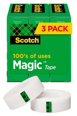 Tape & Adhesives | Magic Tape, Invisible, 1 In X 2592 In, 3 Tape Rolls, Clear, Home Office And School Supplies Basic Supplies Tape & Adhesives