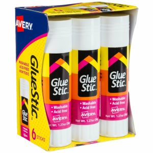 Tape & Adhesives | Permanent Glue Stic, Washable, Non-Toxic, 1.27Oz, 6 Total Glue Sticks Basic Supplies Tape & Adhesives