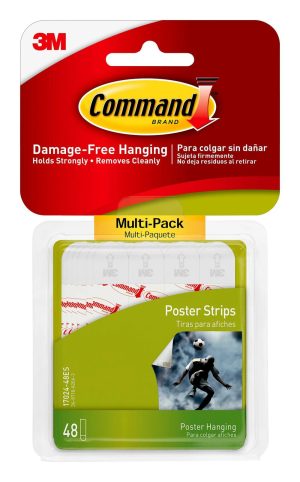 Tape & Adhesives | Poster Strips, 48 Strips, Damage Free Hanging Of Dorm Room Posters, White Basic Supplies Tape & Adhesives