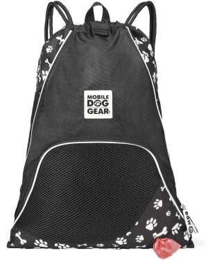 Totes & Handbags | Dogssentials Drawstring Cinch Sack, 19″H X 1/2″W X 14-1/2″D, Black/White Paw Print Bags & Luggage Totes & Handbags