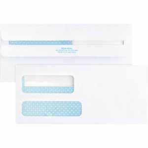 Envelopes | No. 9 Double Window Invoice Envelopes – Double Window – #9 – 8 7/8″ Width X 3 7/8″ Length – 24 Lb – Self-Sealing – 500 / Box – White Envelopes Envelopes