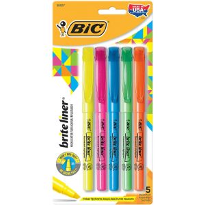 Markers | Brite Liner Highlighters Pocket Style, Chisel Point, Assorted, 5-Pack Markers Markers