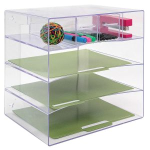 Desk Organizers | Desktop Organizer, 6 Compartments, Clear Desk Accessories Desk Organizers