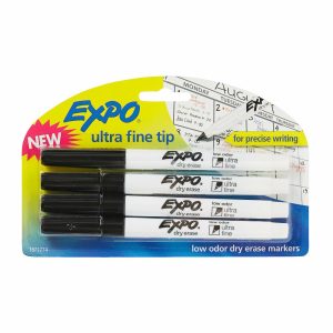 Markers | Low-Odor Dry-Erase Markers, Ultra-Fine Point, Black, Pack Of 4 Markers Markers