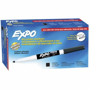 Markers | Low-Odor Dry-Erase Pen-Style Markers, Black Ink, Pack Of 12 Markers Markers