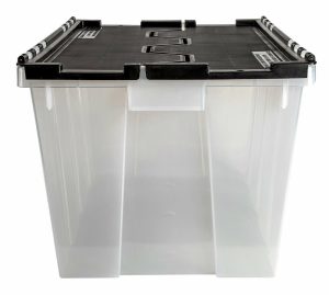 Plastic Storage Containers | Flip-Top Lid Tote, 12 Gallons, Black/Frost Office Supplies Plastic Storage Containers