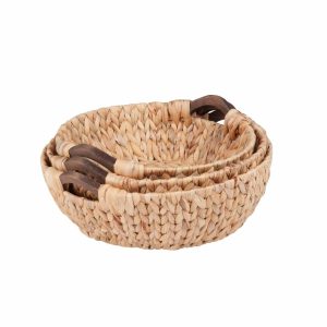 Storage Bins & Baskets | Honey-Can-Do Water Hyacinth Basket Set, Round, Assorted Sizes (S, M, L), Natural/Brown, Pack Of 3 Office Supplies Storage Bins & Baskets