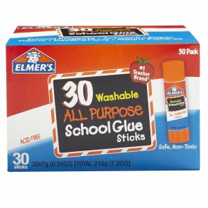 Tape & Adhesives | Glue Stick Classroom Pack, All-Purpose Clear, Box Of 30 Basic Supplies Tape & Adhesives