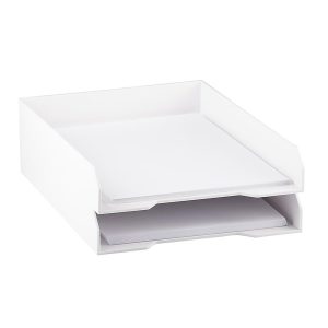 Desk Trays | Stackable Paper Trays, 2″H X 9-3/4″W X 12-1/2″D, White, Pack Of 2 Trays Desk Accessories Desk Trays