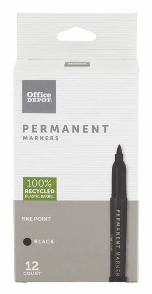 Markers | Brand Permanent Markers, Fine Point, 100% Recycled Plastic Barrel, Black Ink, Pack Of 12 Markers Markers